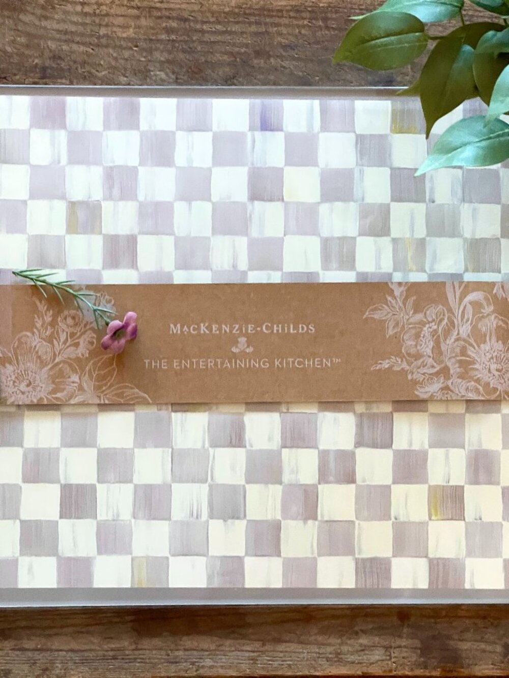 MacKenzie-Childs Sterling Check Large Glass Cutting Board--Cool Elegance